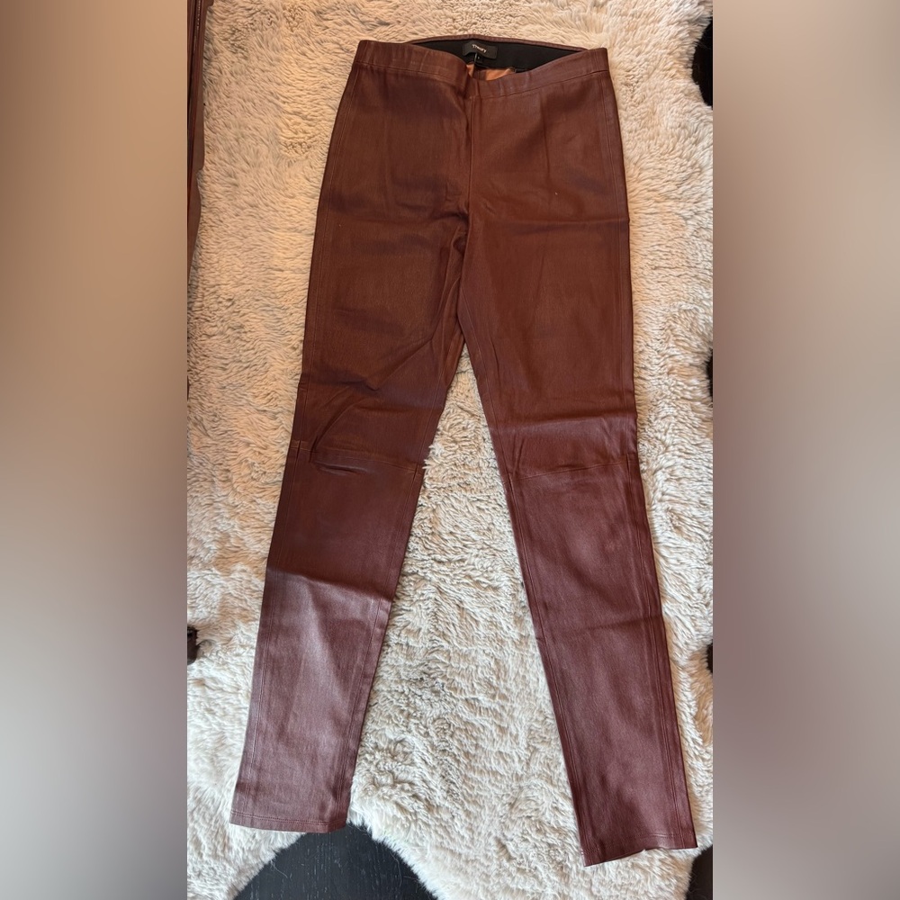 Theory Chocolate Faux Leather Leggings
